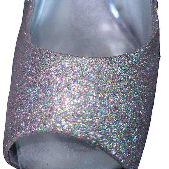 Guess rainbow silver glitter encrusted peep-toe stiletto heels - Picture 6 of 6